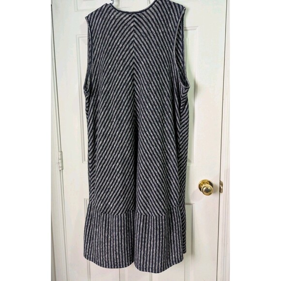 Lane Bryant Sleeveless Open Knit Duster Cardigan Womens 26/28 Navy Gray Stripes - Picture 5 of 8